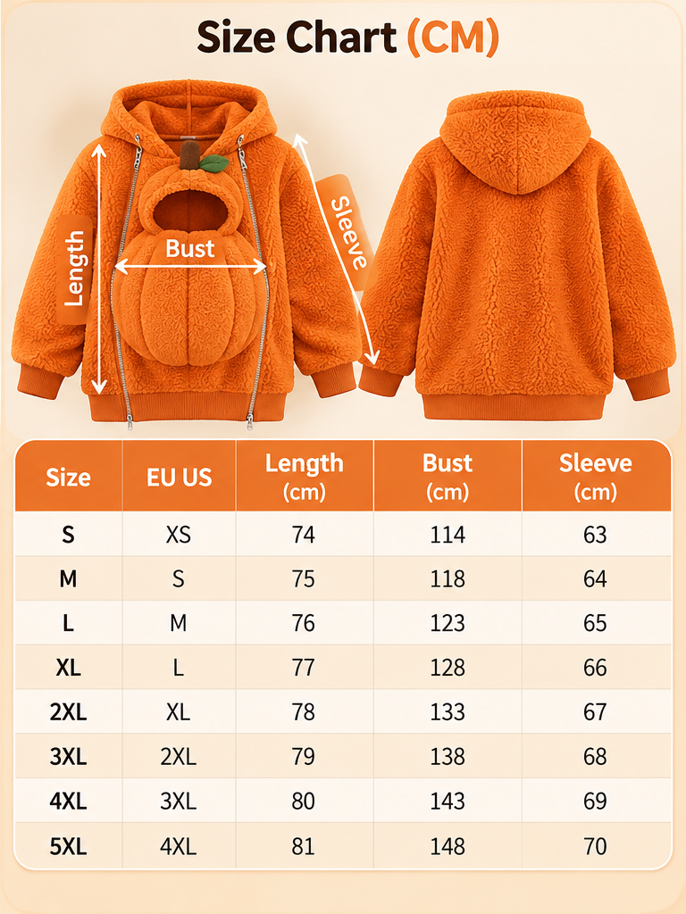 Size chart in centimetres